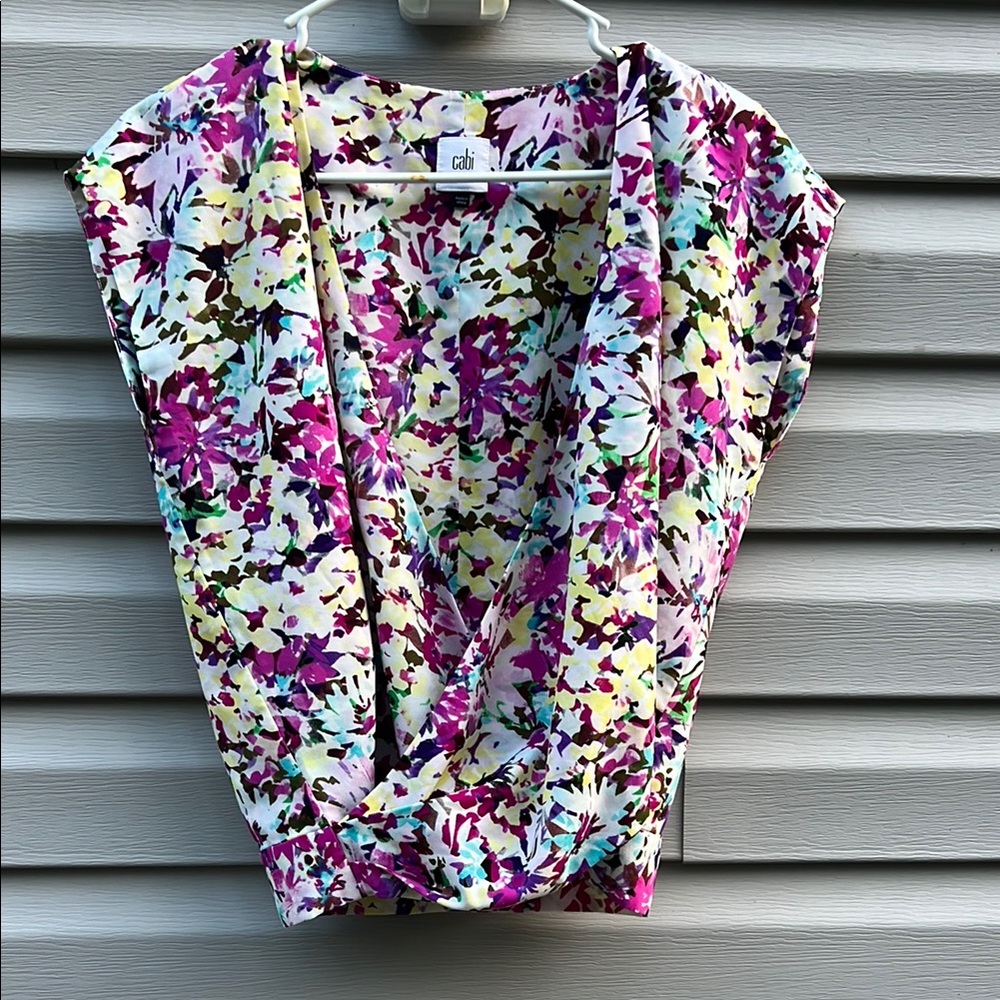 Cabi | Eden Floral Multicolor Wrap Blouse size Extra Small style 5211